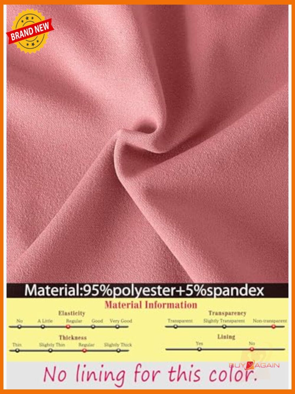 Front Zipper A-Line Dress 3/4 Sleeve Work Office Swing Knee Length - Picture 5 of 5